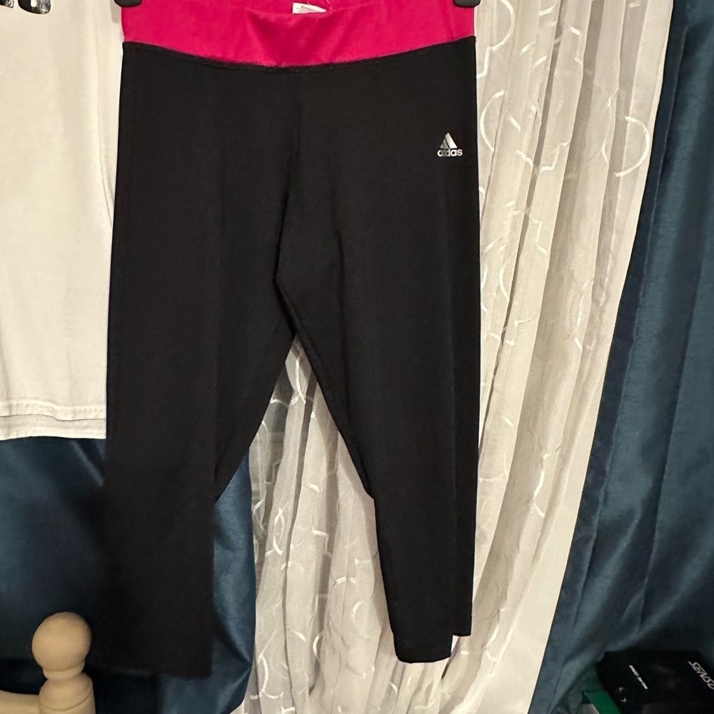 Adidas Fuchsia and Black Sports capris